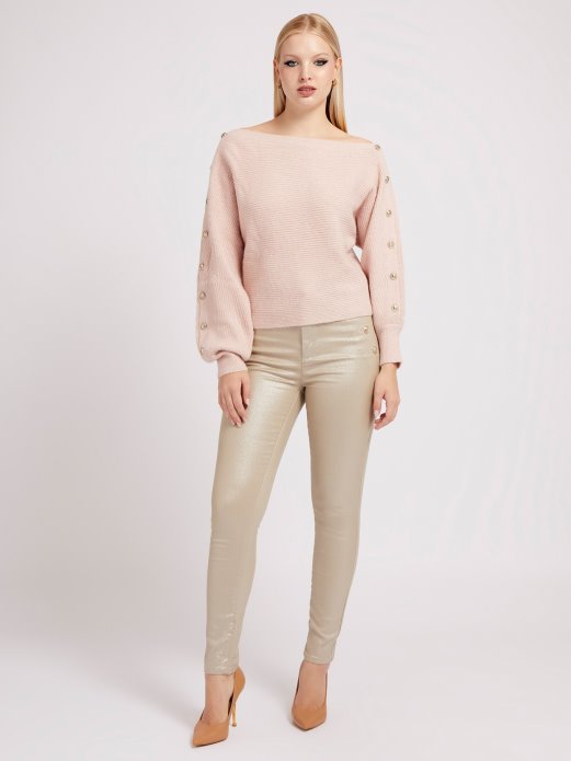 Pulover S Otvorenim Ramenima Guess Shopping Crveni