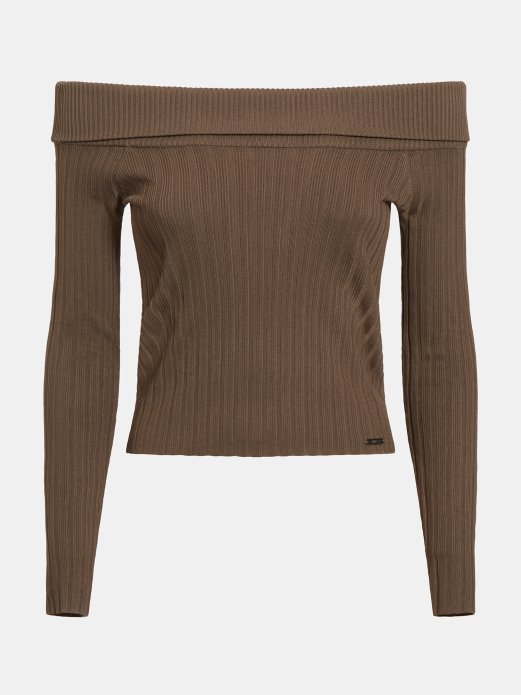 Pulover S Otvorenim Ramenima Guess Shopping Green