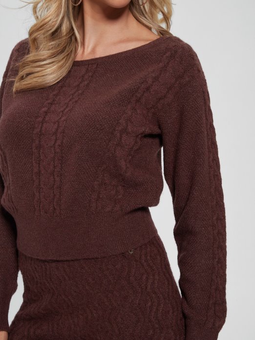 Pure Choco Guess Shopping Teresa Džemper Od Pletenog Kabela