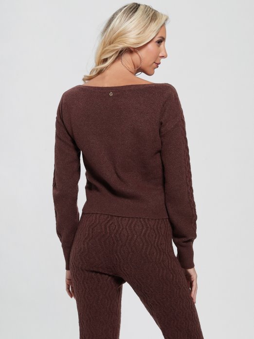 Pure Choco Guess Shopping Teresa Džemper Od Pletenog Kabela