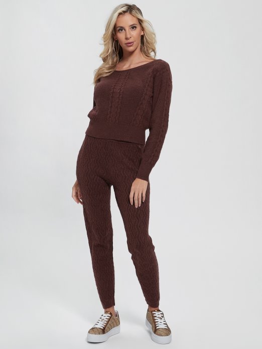 Pure Choco Guess Shopping Teresa Džemper Od Pletenog Kabela