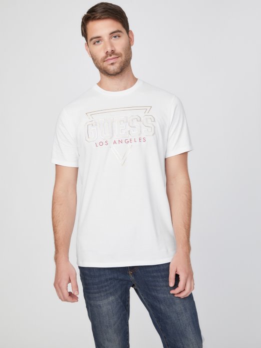 Pure White Eco Lin Logo Tee Guess Shopping