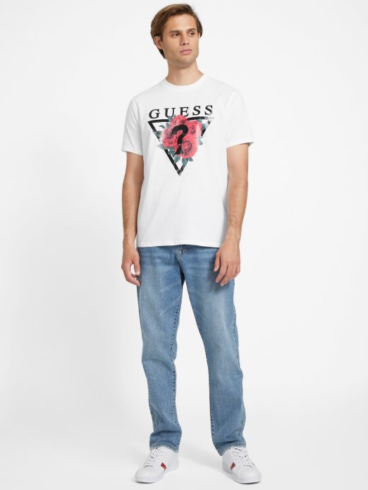 Pure White Eko Ammon Roses Tee Guess Shopping