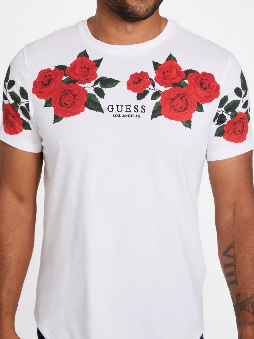 Pure White Guess Shopping Ciro Roses Tee