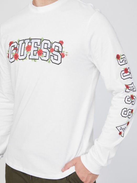Pure White Guess Shopping Eko Knox Logo Crewneck