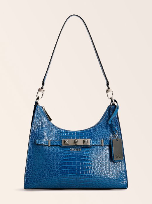 Raffie Croc Print Torba Za Rame Guess Shopping Plava