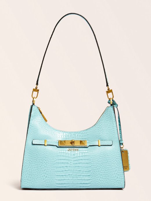 Raffie Croc Print Torba Za Rame Guess Shopping Svijetlo Plava