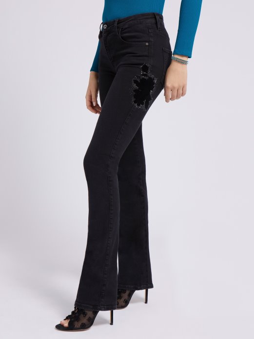 Ravne Traper Hlače S Crnim Kamenčićima Guess Shopping