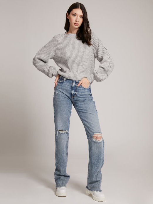 Rebrasti Džemper Od Mješavine Vune Sivi Multi Guess Shopping