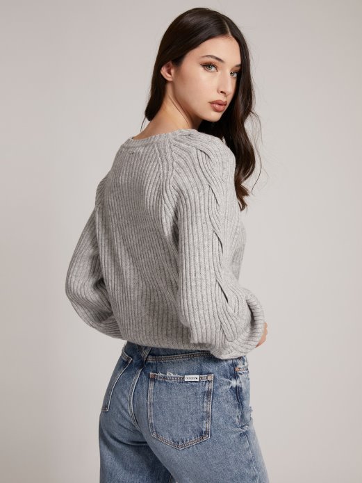 Rebrasti Džemper Od Mješavine Vune Sivi Multi Guess Shopping