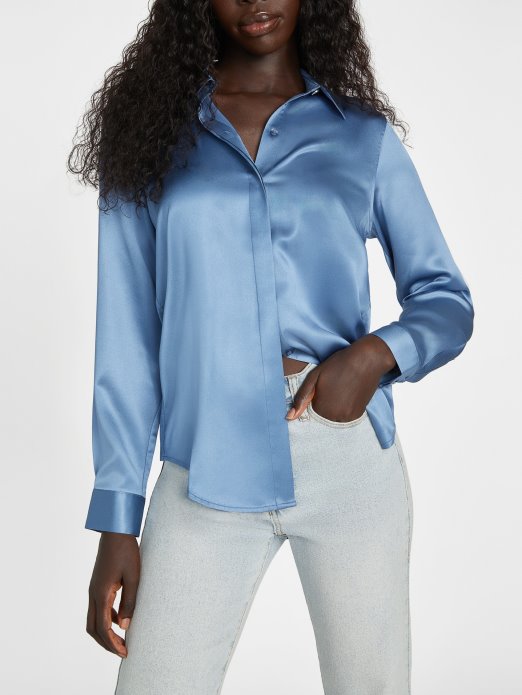 Rigel Plava častna Satenska Košulja Pogodi Kupnju