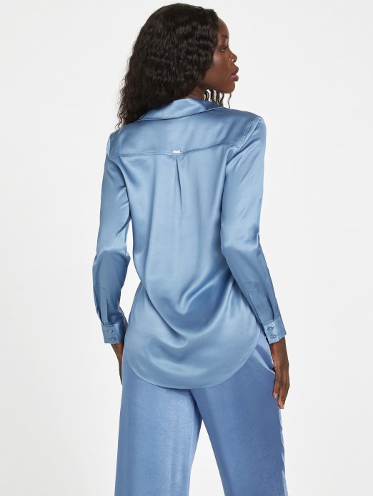 Rigel Plava častna Satenska Košulja Pogodi Kupnju