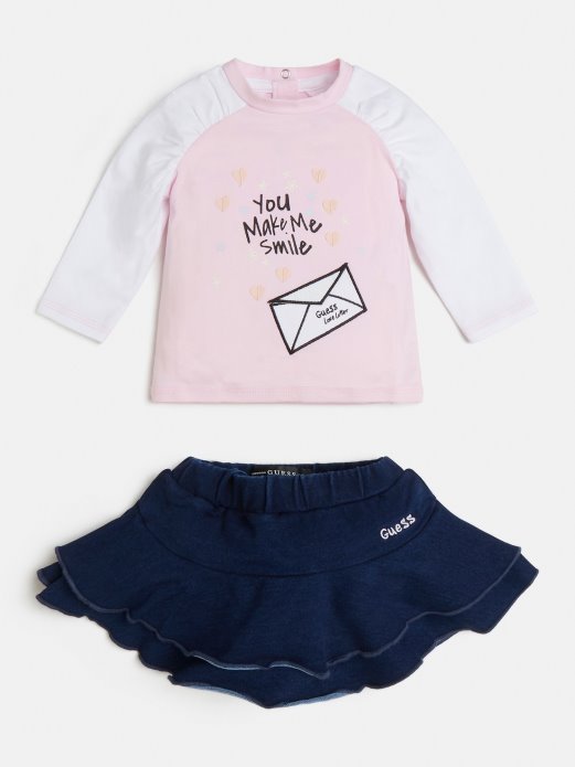 Roza Guess Shopping Majica I Suknja Set