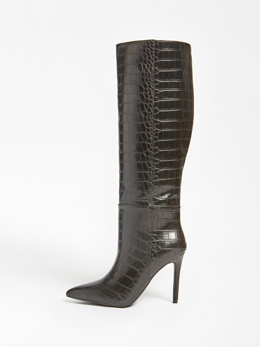 Ruke Croc Print High Boot Guess Shopping Black