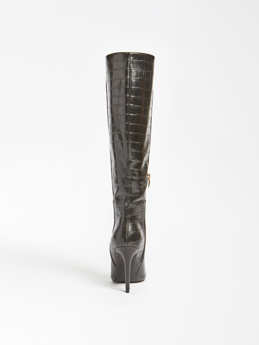 Ruke Croc Print High Boot Guess Shopping Black