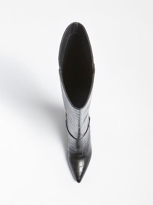 Ruke Croc Print High Boot Guess Shopping Black