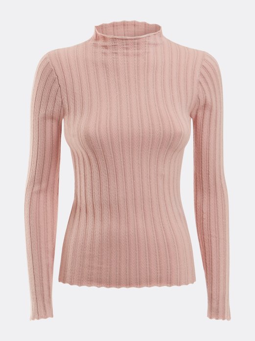 Ružičasta Guess Pulover Od Mješavine Viskoze S Kornjačičastim Ovratnikom