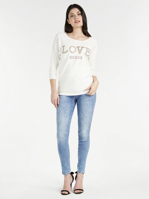 Script Prednji Džemper Bijeli Guess Shopping