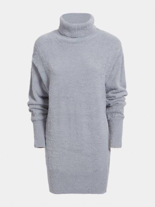 Siva Guess Shopping Pletena Haljina S Visokim Ovratnikom