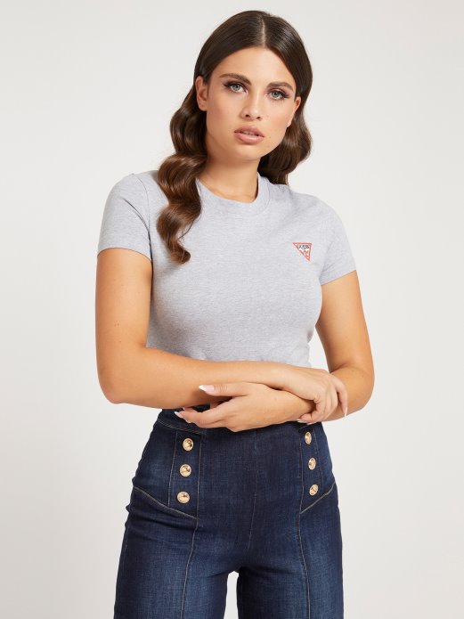 Siva Majica S Logom S Više Trokuta Guess Shopping