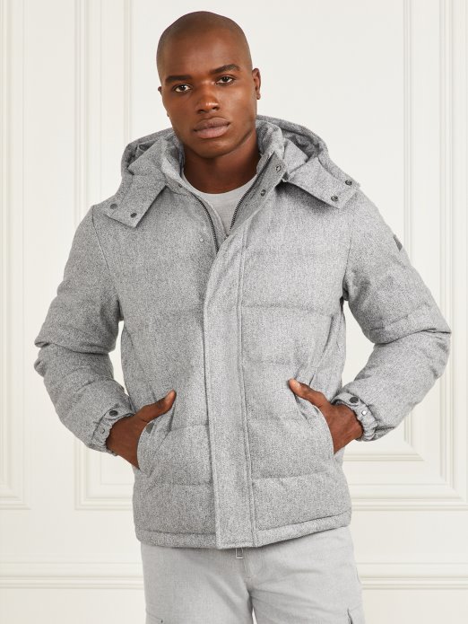 Siva Riblja Kost Melange Guess Shopping Jakna S Kapuljačom