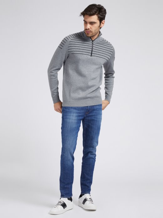 Sivi Guess Shopping Pulover S Ovratnikom S Patentnim Zatvaračem