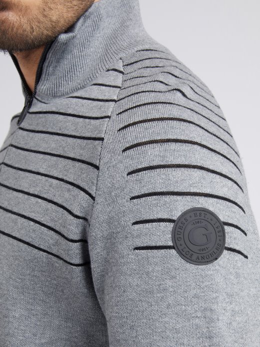 Sivi Guess Shopping Pulover S Ovratnikom S Patentnim Zatvaračem