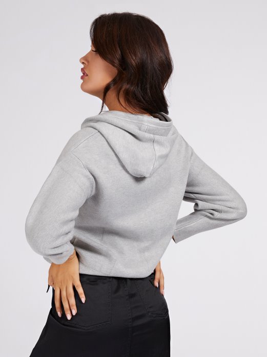 Sivi Multi Guess Pulover S Logotipom S Kapuljačom