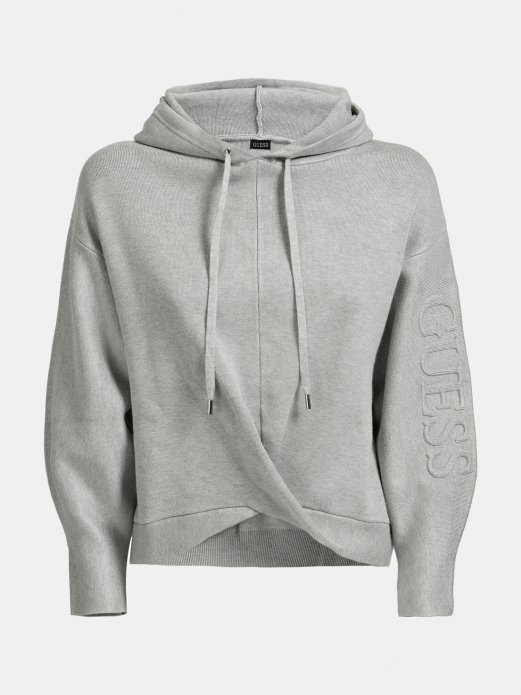 Sivi Multi Guess Pulover S Logotipom S Kapuljačom
