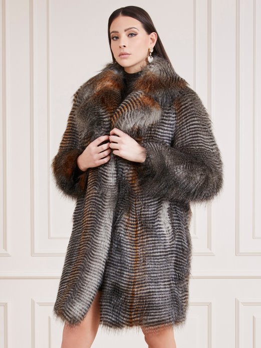 Sivi Multi Marciano Kaput Od Umjetnog Krzna Guess Shopping