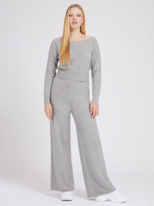 Sivi Pulover Od Mješavine Kašmira S Više Kabela Guess Shopping