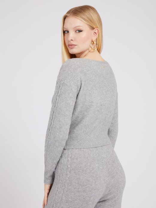 Sivi Pulover Od Mješavine Kašmira S Više Kabela Guess Shopping