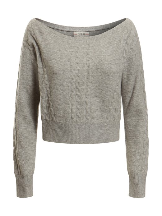 Sivi Pulover Od Mješavine Kašmira S Više Kabela Guess Shopping