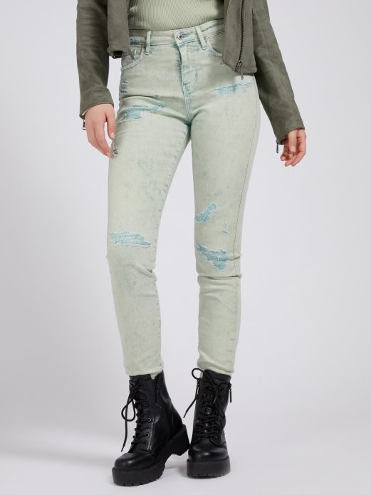 Skinny Fit Traper Hlače Abrazions Blue Guess Shopping