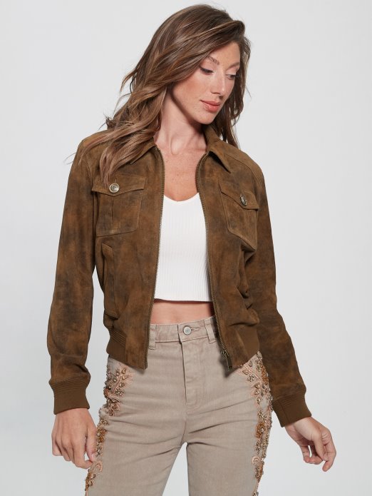 Smeđa Hrastova Multi Marie Kožna Jakna Guess Shopping