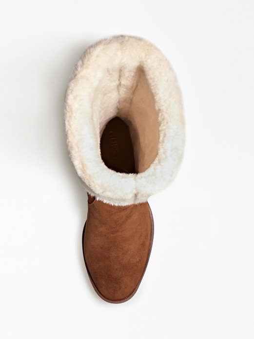 Smeđe Umjetno Krzno Timoty čizme Guess Shopping