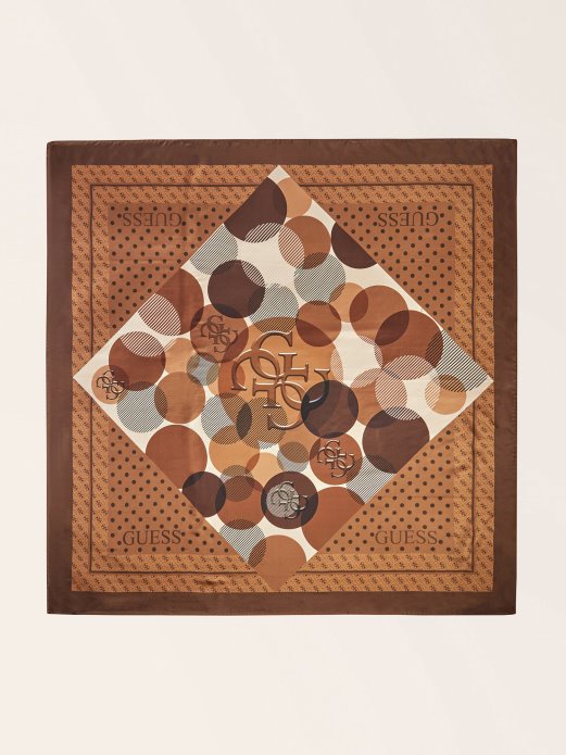 Smeđi Geometrijski Uzorak Svileni Rubac Guess Shopping