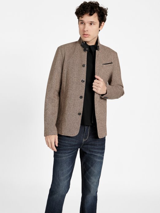 Smeđi Multi Fairfax Umetnuti Blejzer Od Mješavine Vune Guess Shopping