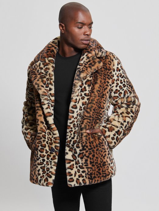 Smeđi Multi Leopard Kaput Od Umjetnog Krzna Guess Shopping