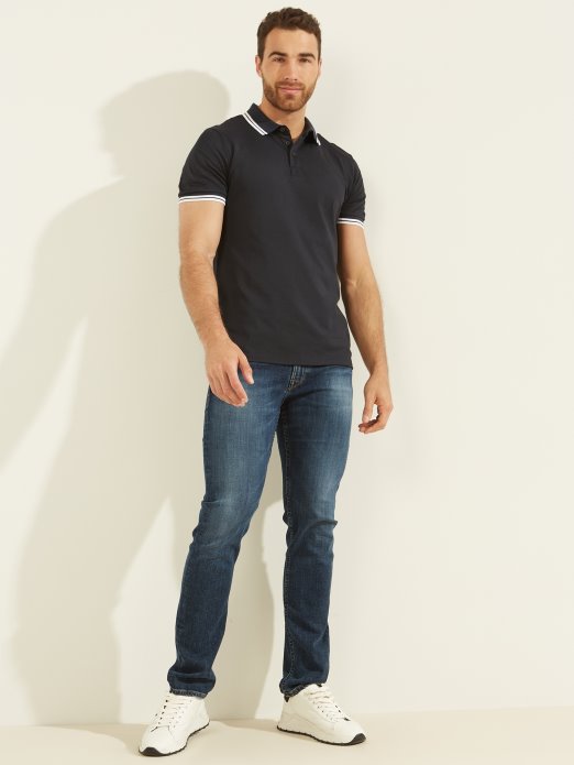 Sportski Pique Elegantna Plava Polo Majica Guess Shopping