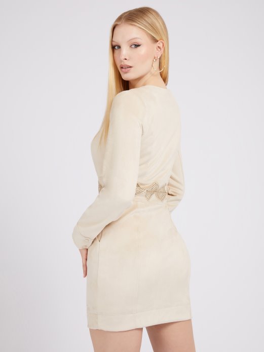 Srebrna Haljina Od Umjetne Antilop Kože Pogodna Kupnja