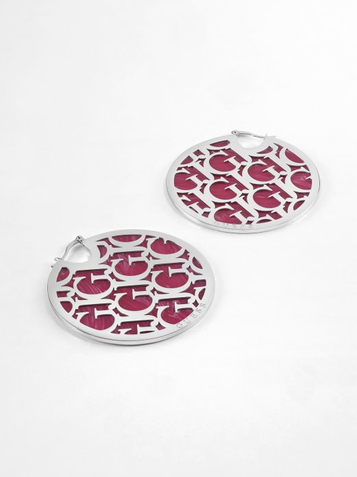 Srebrne All-about-logo-naušnice Guess Shopping