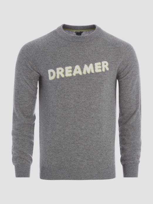 Srednji Charcoal Heather Guess Shopping Peregrine Džemper Od Kašmira Slogan