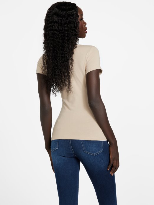 Sterling Majica Sa šljokicama Guess Shopping Baršunastosmeđa