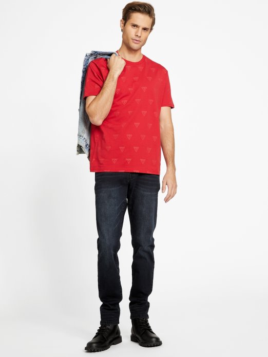 Sveučilišna Crvena Majica S Ovratnikom S Logotipom Guess Shopping