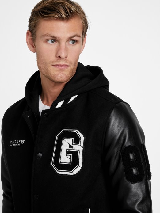 Sveučilišna Jakna S Kapuljačom Ivy Guess Shopping Jet Crna