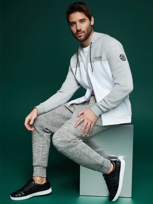 Svijetlo Melange Siva Trnovita Majica S Kapuljačom S Patentnim Zatvaračem U Boji Guess Shopping