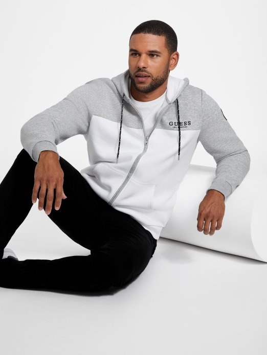 Svijetlo Melange Siva Trnovita Majica S Kapuljačom S Patentnim Zatvaračem U Boji Guess Shopping