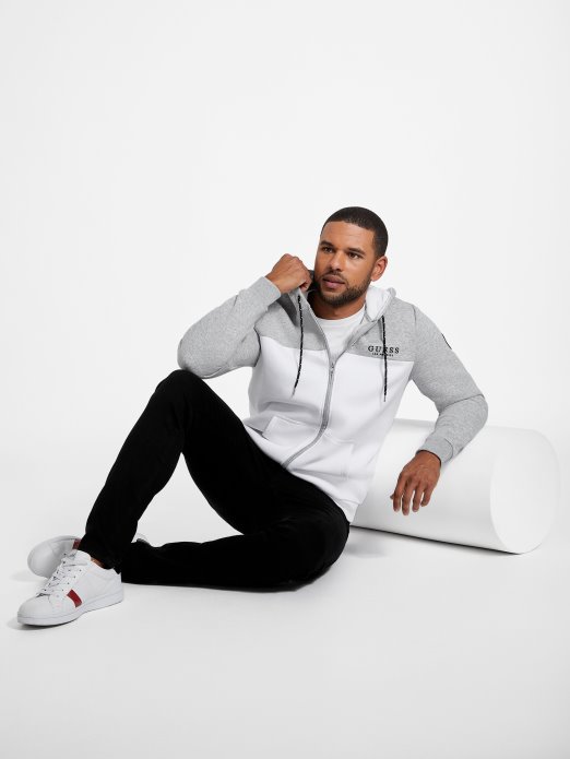 Svijetlo Melange Siva Trnovita Majica S Kapuljačom S Patentnim Zatvaračem U Boji Guess Shopping