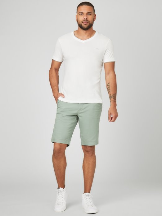 Svijetlo Smaragdno Guess Shopping Abel Rastezljive Kratke Hlače Ravne Prednje Strane